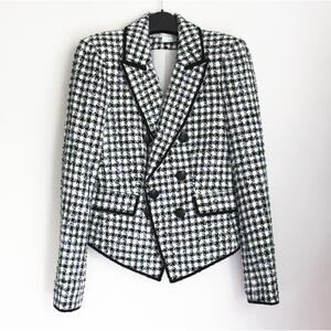 Veronica Beard Black and White Houndstooth Tweed Blazer